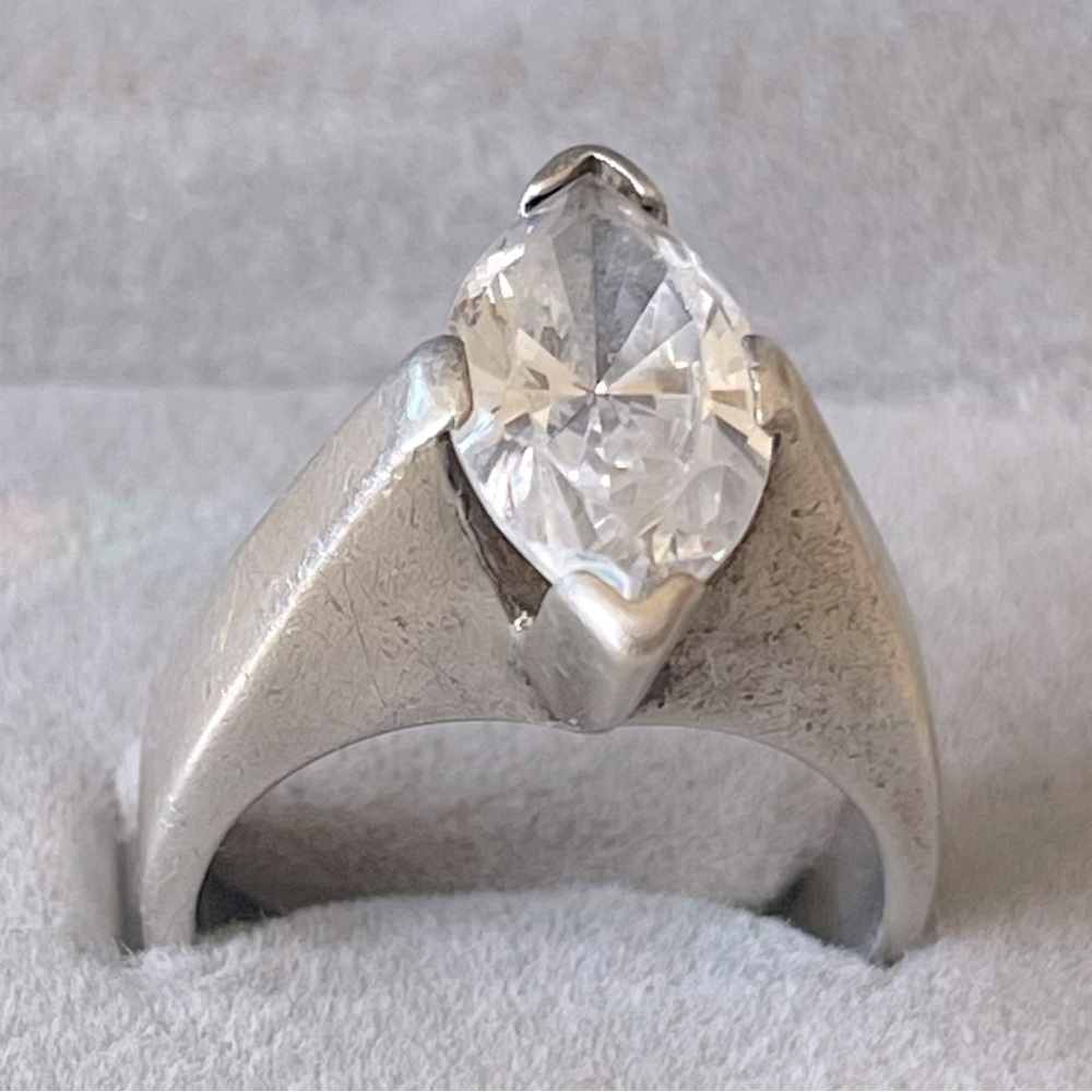 Silver ring cluster diamond - Picture 1 of 6